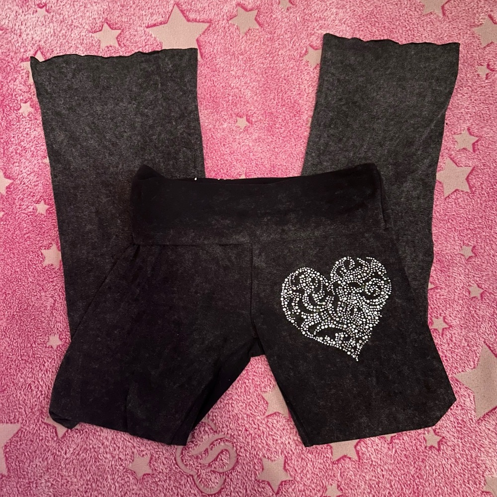 Grey lowrise flare foldover leggings